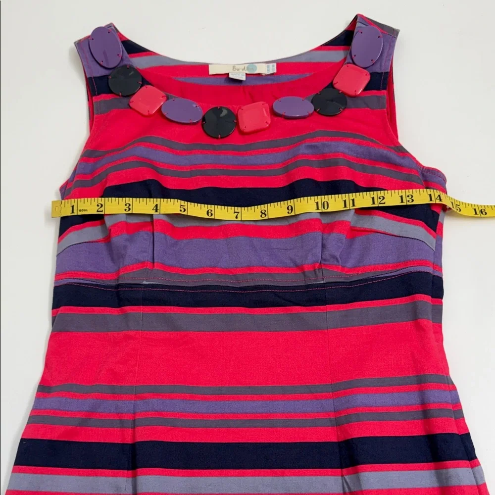 Boden Stripped Dress US 4 Pink Purple Statement Neckline Preppy Chic - Picture 7 of 9
